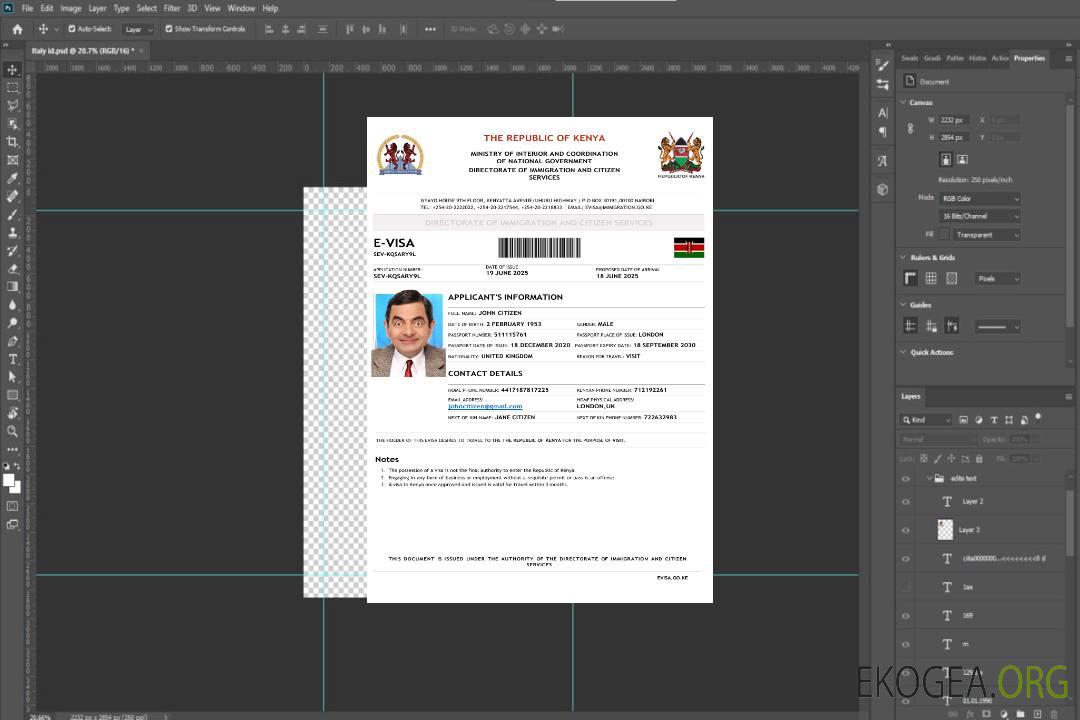 Modèle de visa électronique pour le Kenya aux formats Word et PDF template Modèle de visa électronique pour le Kenya aux formats Word et PDF template